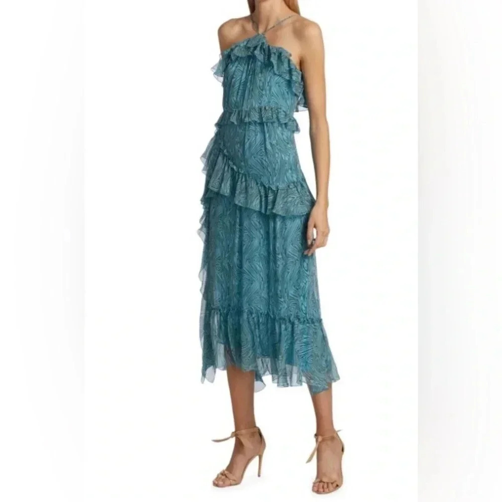 NWT Cinq a Sept Rayner Asymmetric
Midi Ruffle High Slit Dress - Picture 5 of 11